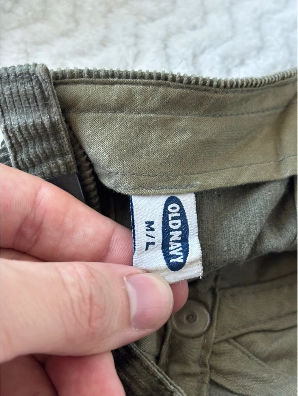Old Navy Olive Green Corduroy Dad Hat Embroidered Oval Logo Patch Size M/L